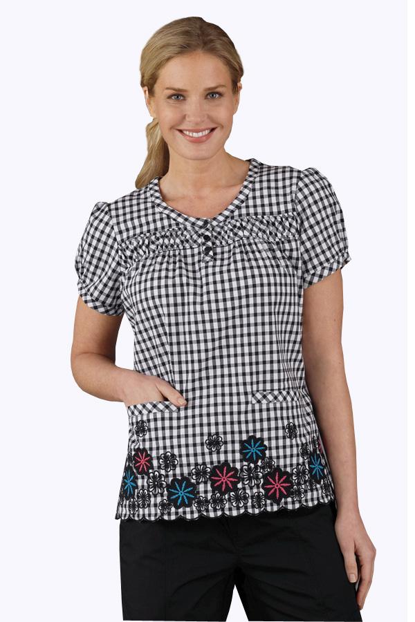Heidi Check N Florals scrub top