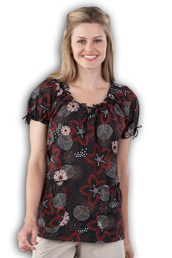 Caroline Print Enchanting Autumn Black scrub top