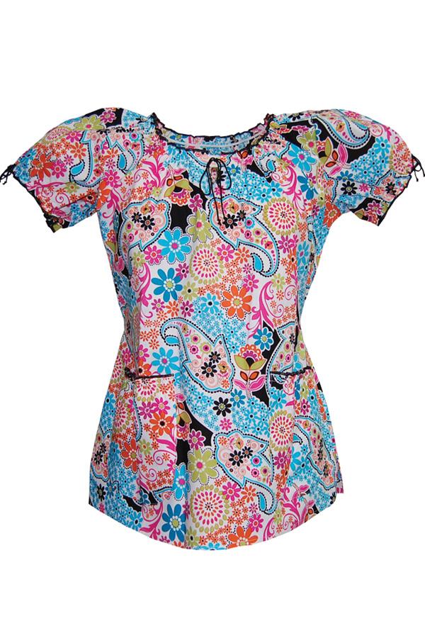 Caroline Print Calypso Garden scrub top