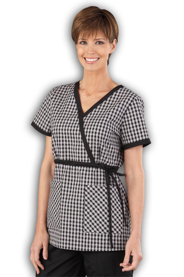 Kara Check-N-Out Grey scrub top