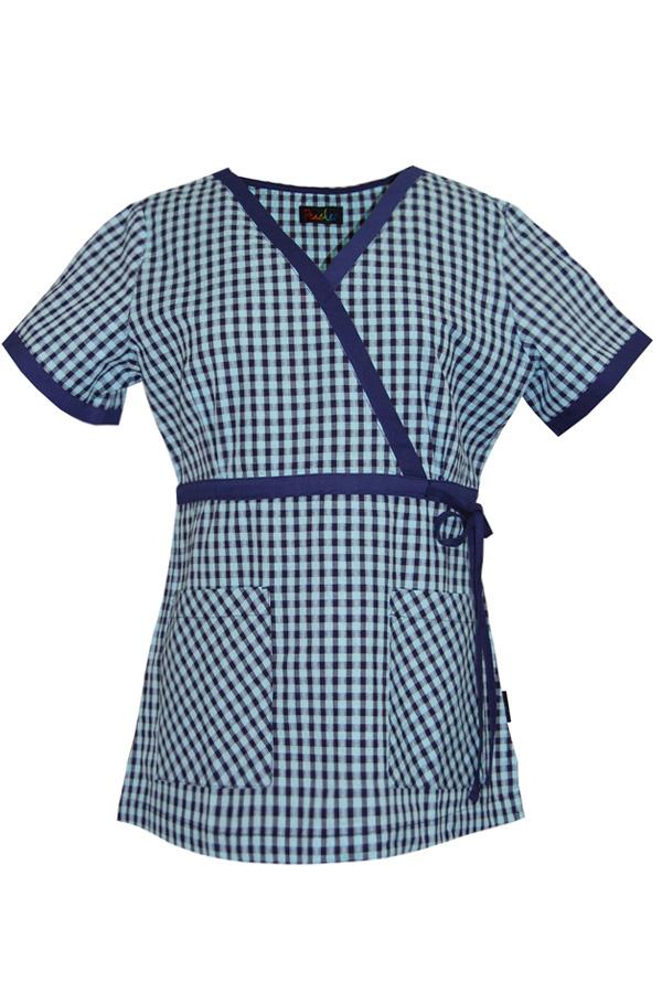 Kara Check-N-Out Navy scrub top