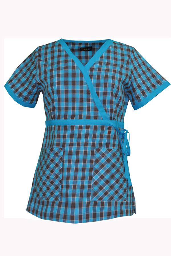 Kara Pizzazz Plaid scrub top