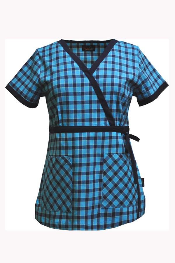 Kara Summer Plaid scrub top