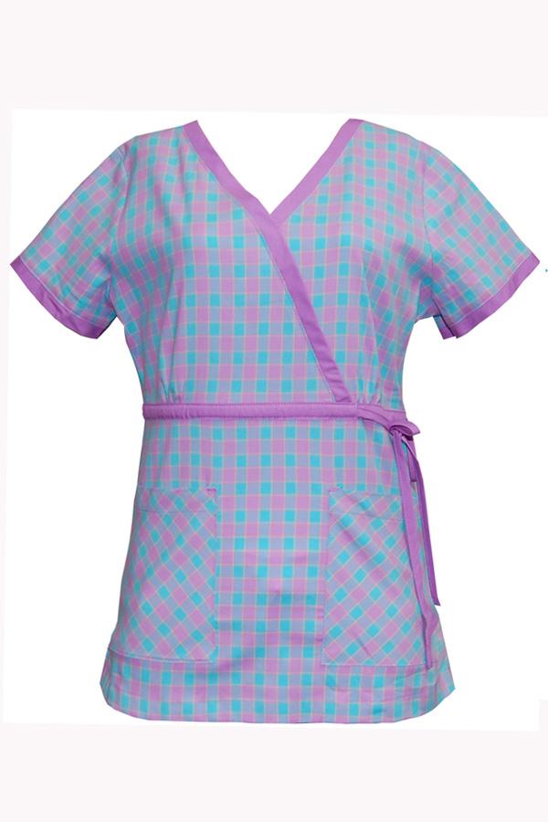 Kara Spring Plaid scrub top