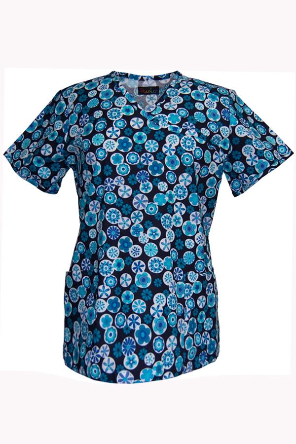 Sandy Circle Of Nature Blue scrub top