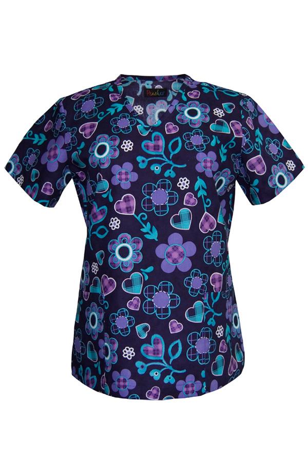 Sandy Plaid Love Plum scrub top