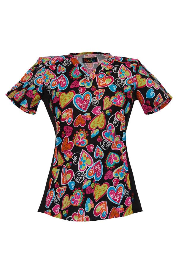 Abby Print  Funky Hearts scrub top