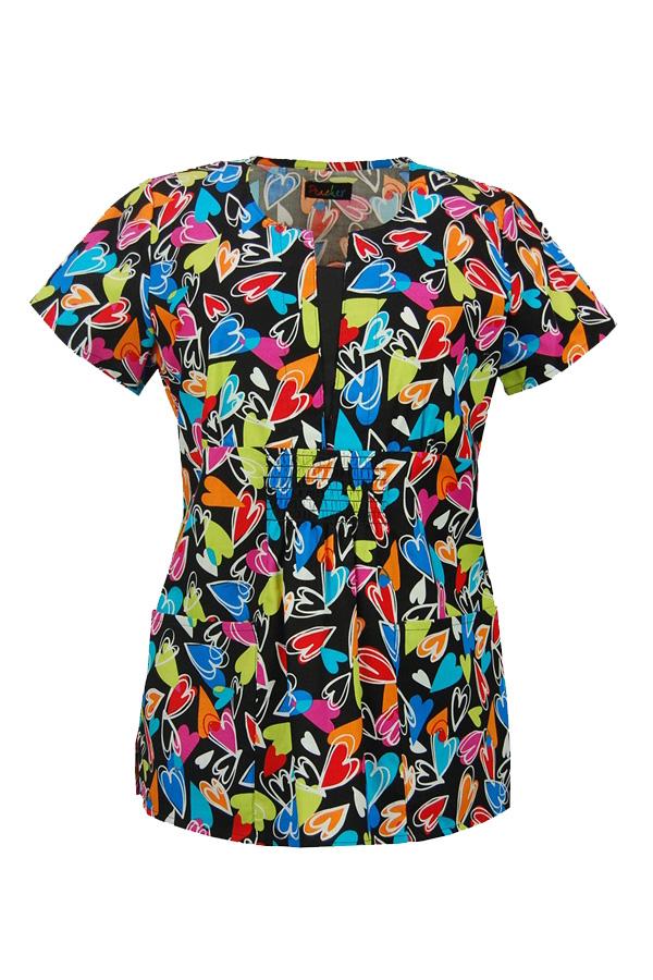 Chloe Print Happy Hearts scrub top