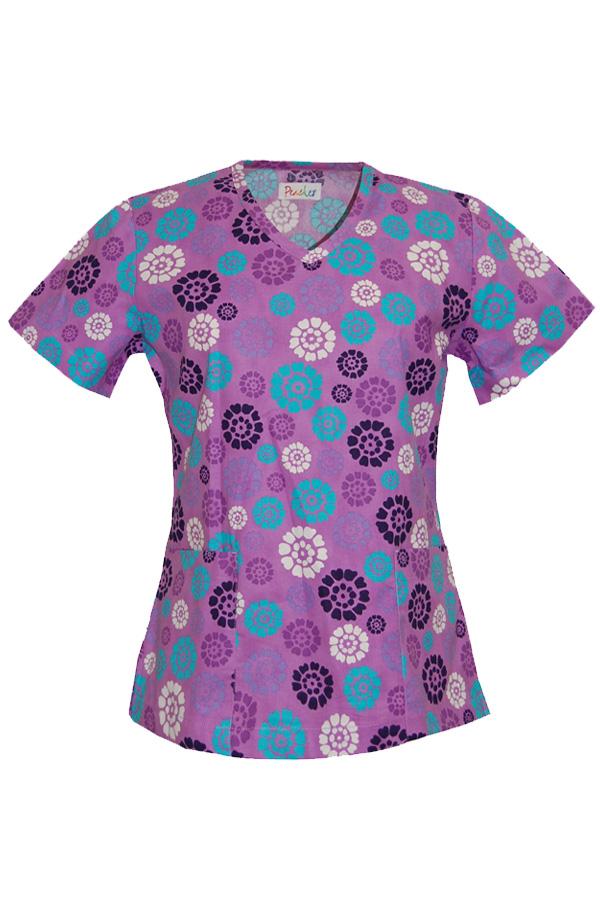 Amy Bandana Floral Iris scrub top