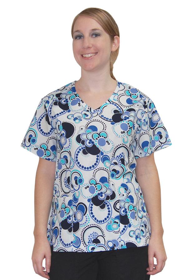 Amy Floating Bubbles White scrub top