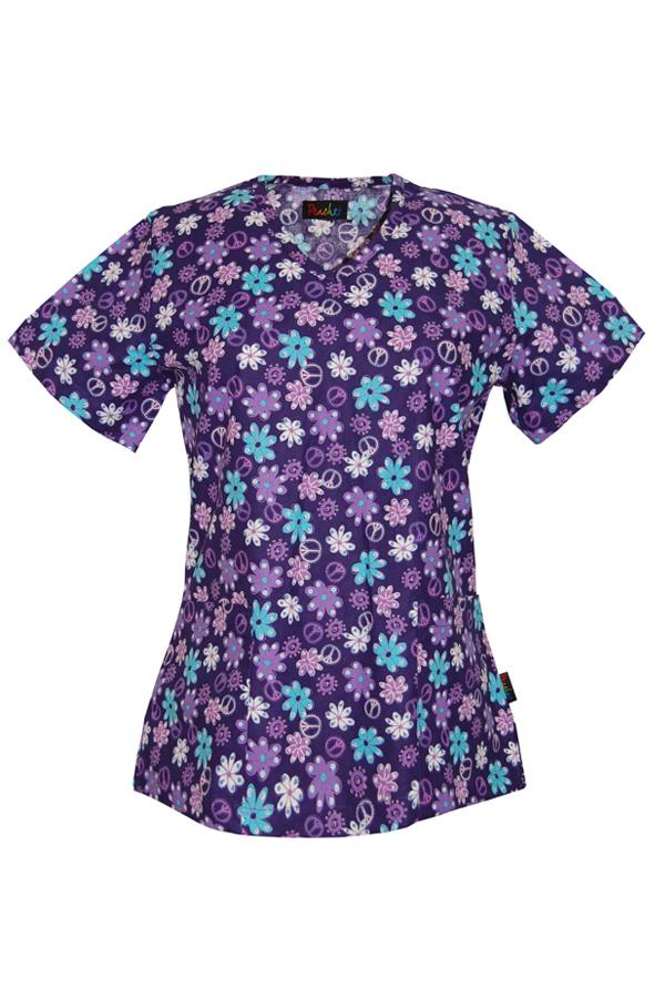 Amy Peace Out Plum scrub top