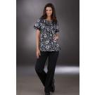 Crochet Safari Tropics Black Print scrub top