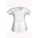 Liz Snowflake Burnout White scrub top