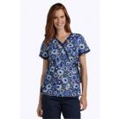 Kara Safari Tropics Navy Print scrub top