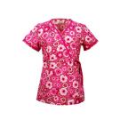 Kara Safari Tropics Raspberry Print scrub top