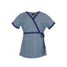Kara Check-N-Out Navy scrub top