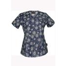 Sandy Snowflake Burnout Navy scrub top