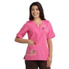 Savannah W/Screen Prt Peace Love Heal Pink scrub top