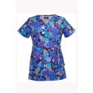 Kara Fun Floral Leaf scrub top