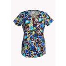 Chloe Print Retro Circles Espresso scrub top