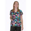Mock Wrap Retro Circles/Multi scrub top